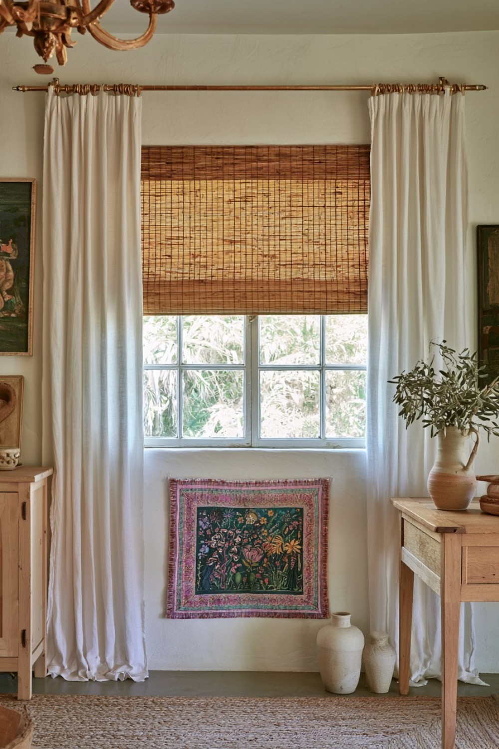 3. Woven Shade With Soft Curtain Layers