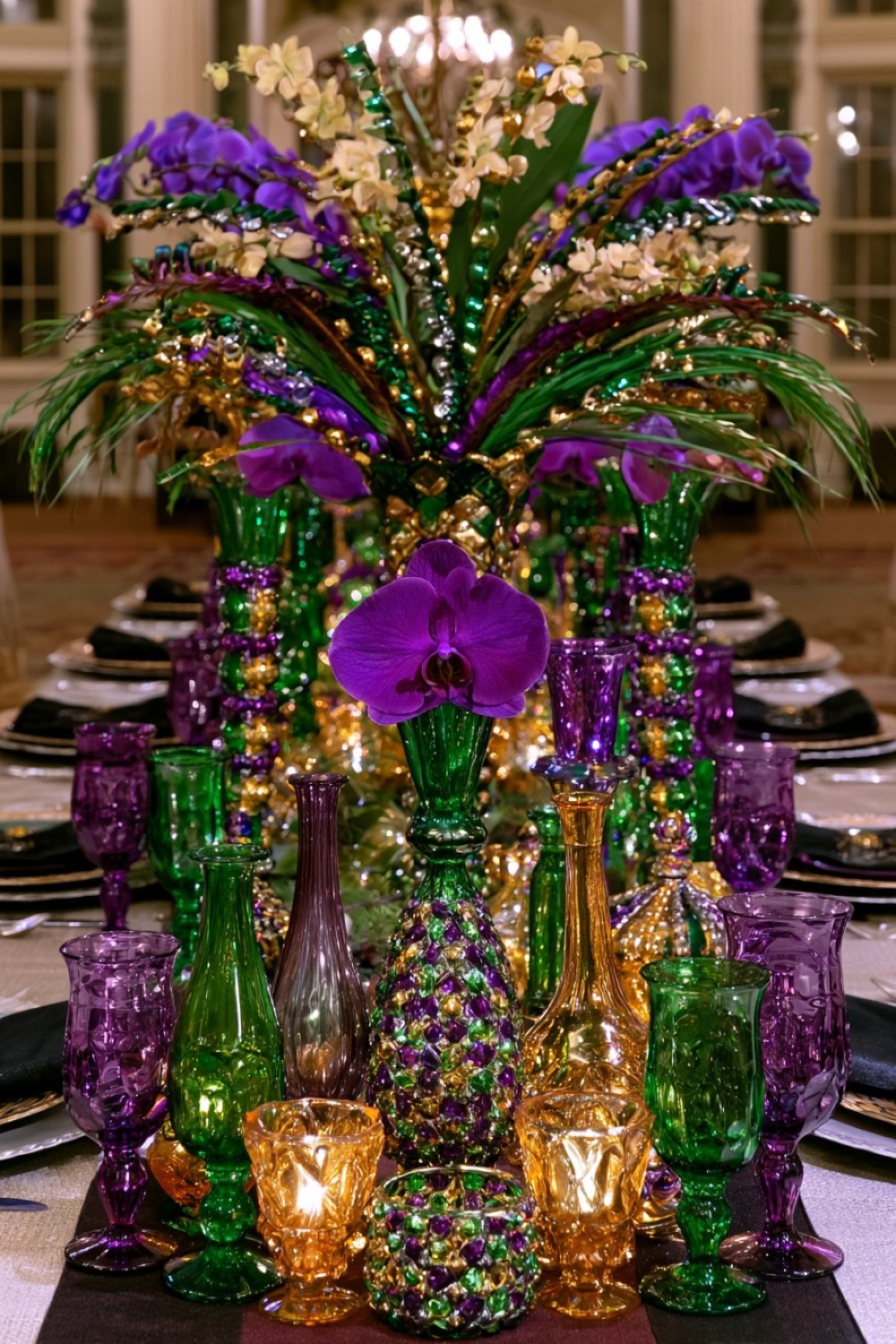 4. Use Colored Glass To Create A Jewel Tone Glow