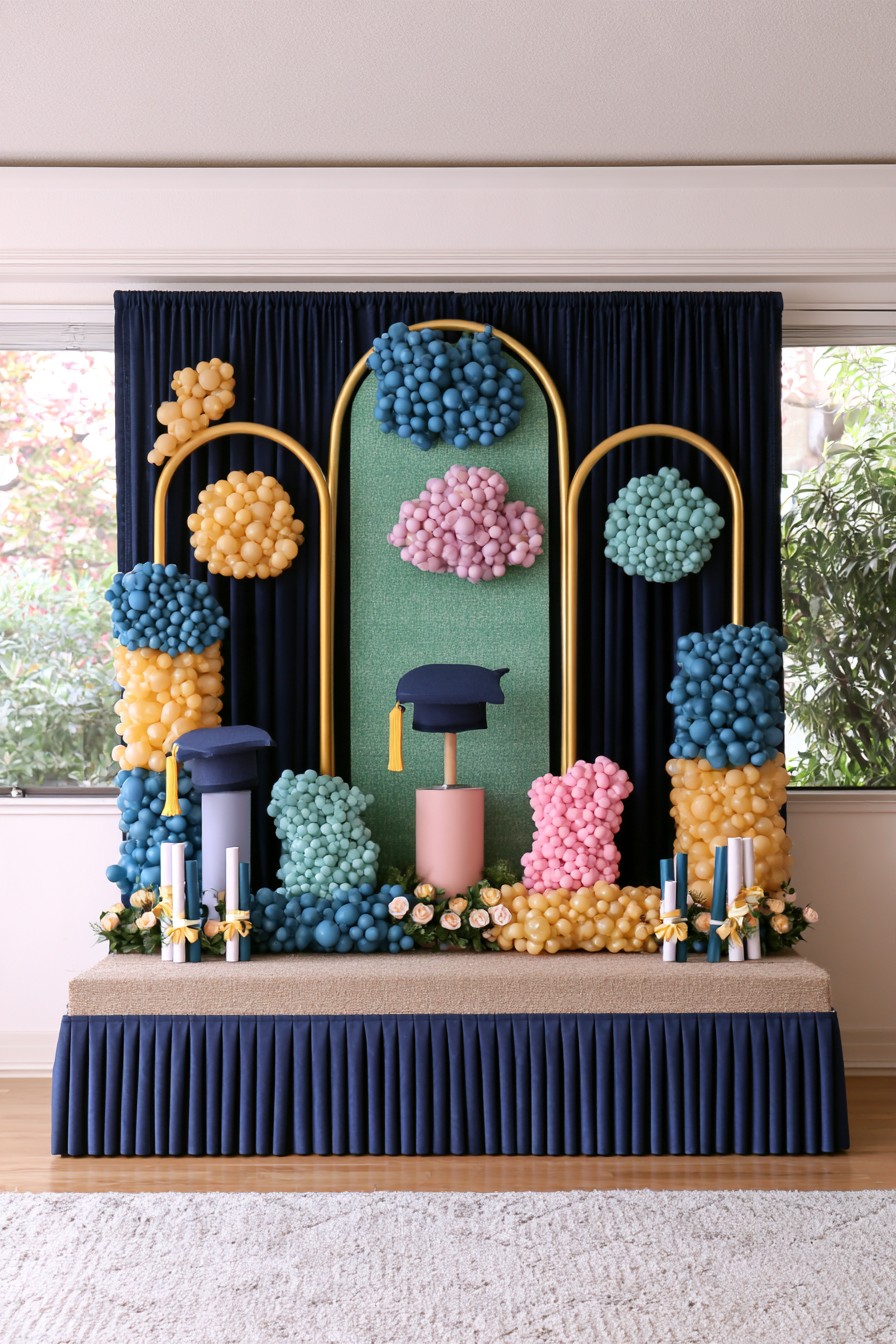 Sculptural graduation balloon display