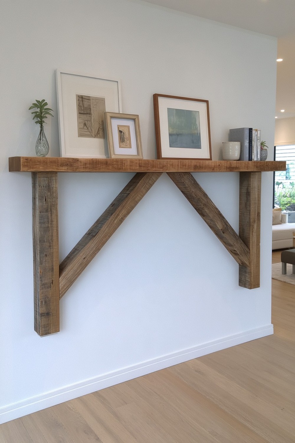 12. Offset Asymmetrical Wooden Shelf Bracket