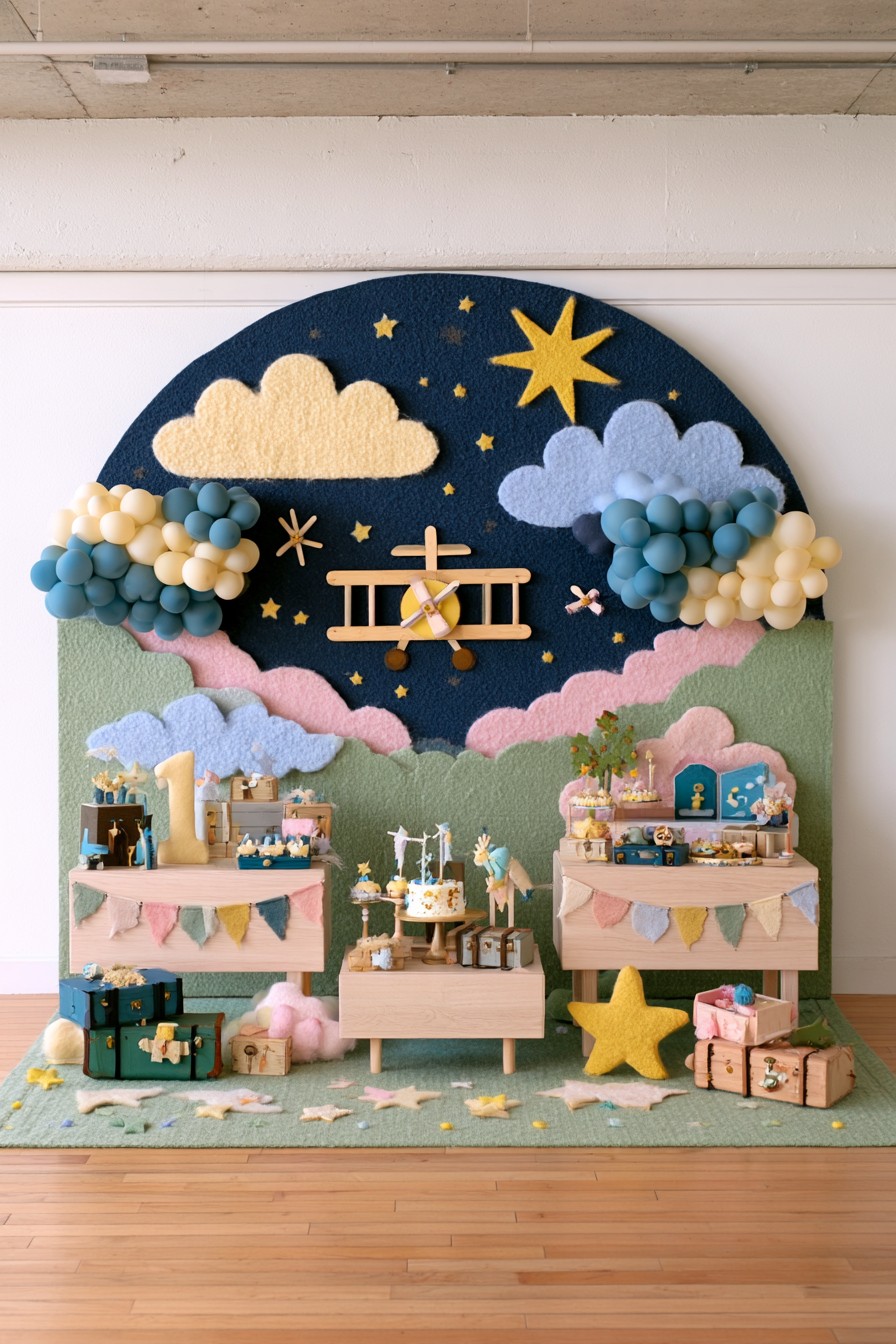 Little aviator first birthday adventure display