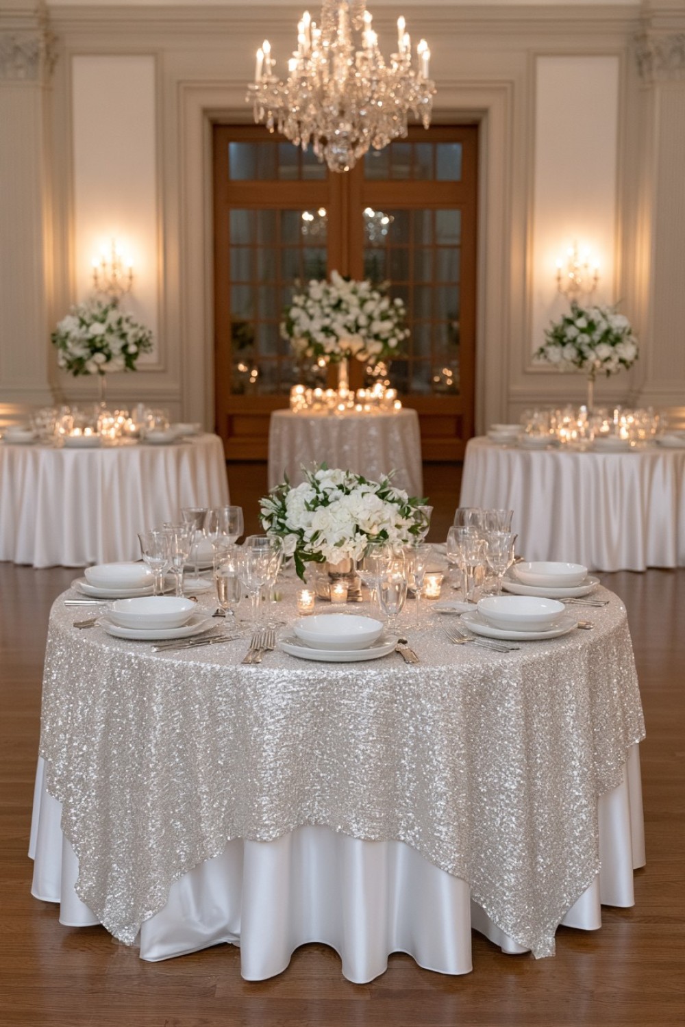 6. Pearlized Linen For A Refined White And Silver Table
