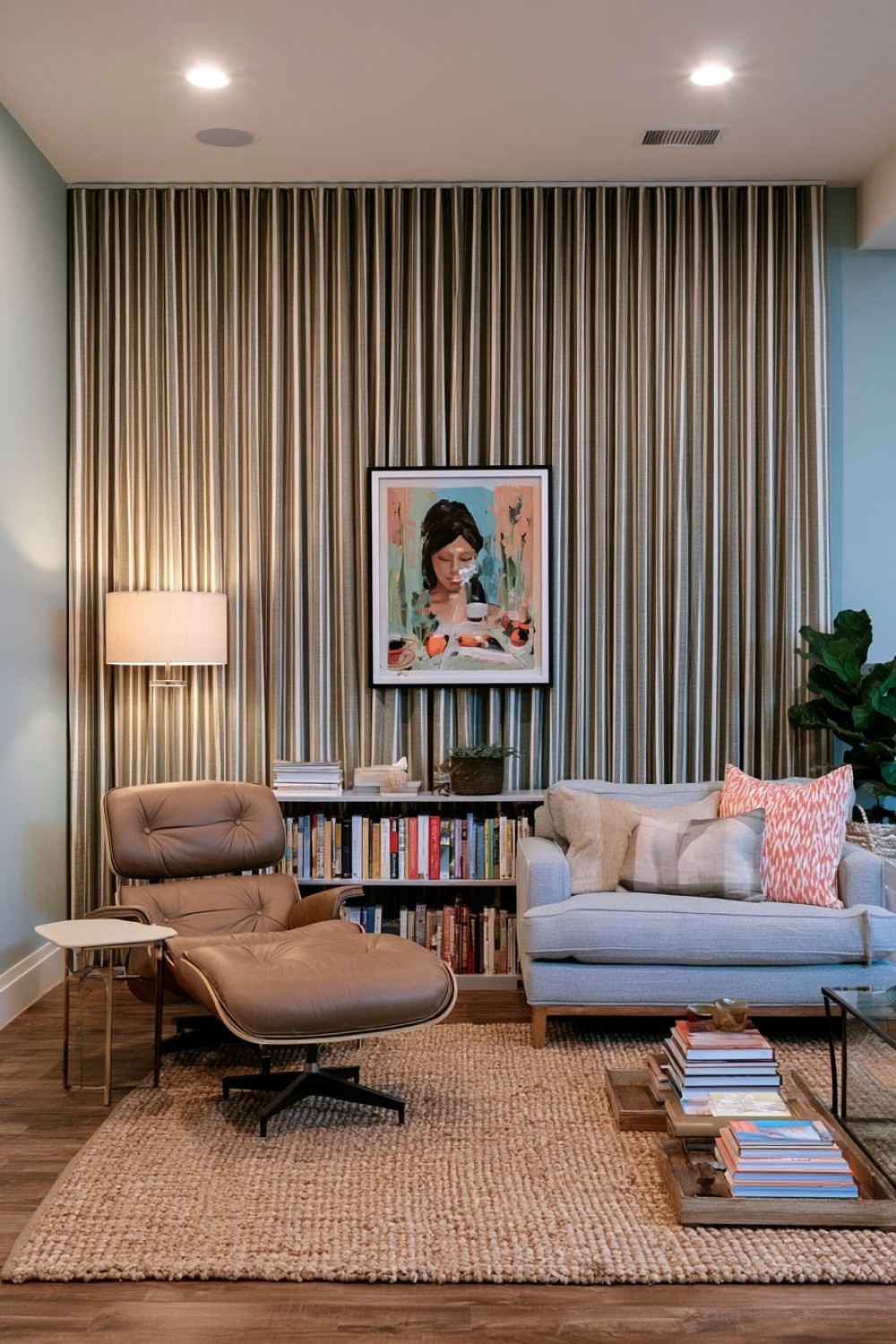 5. Soft Basement Reading Retreat With Full Height Fabric