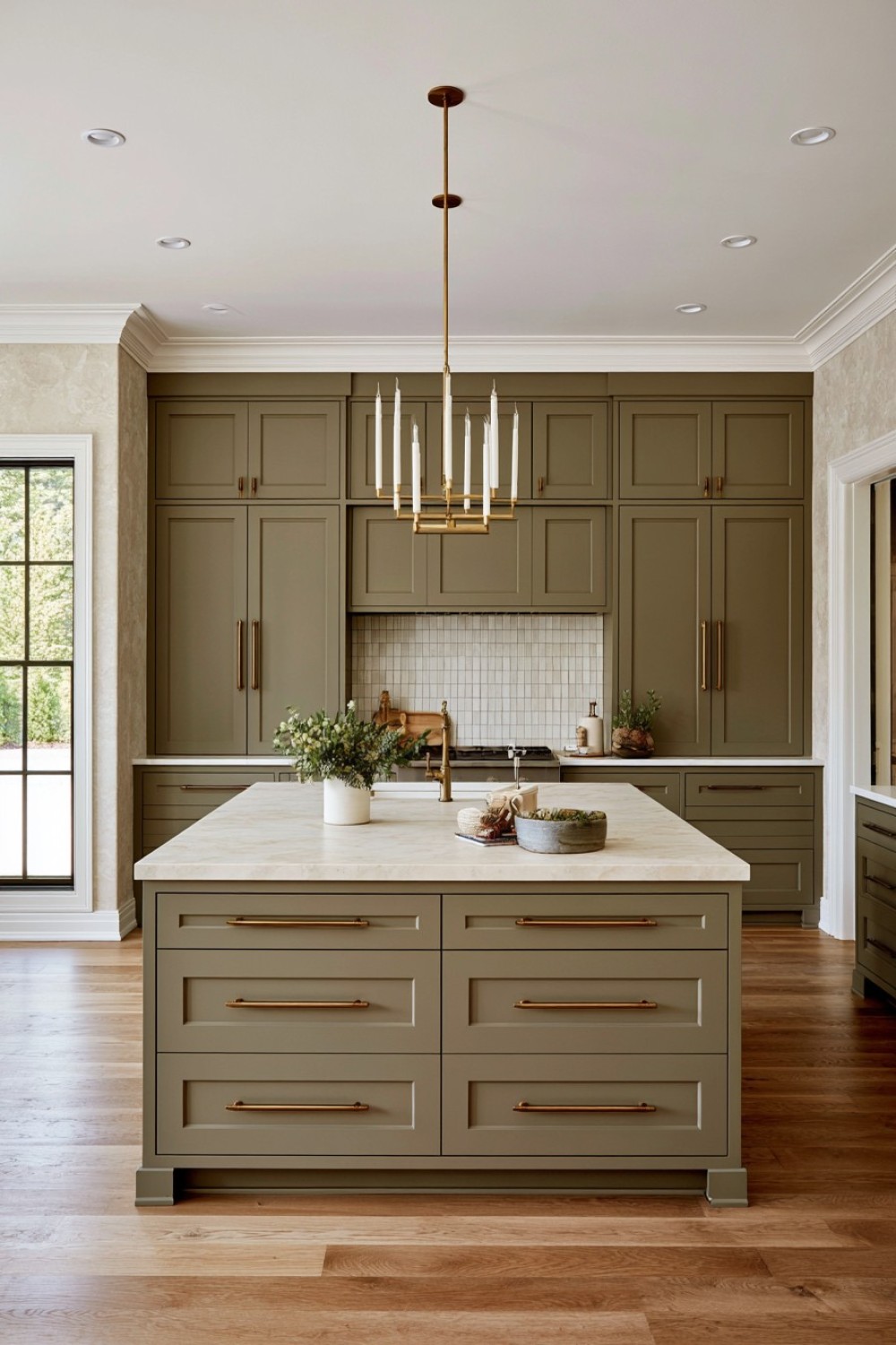 Oversized kitchen cabinet handles used as a design feature