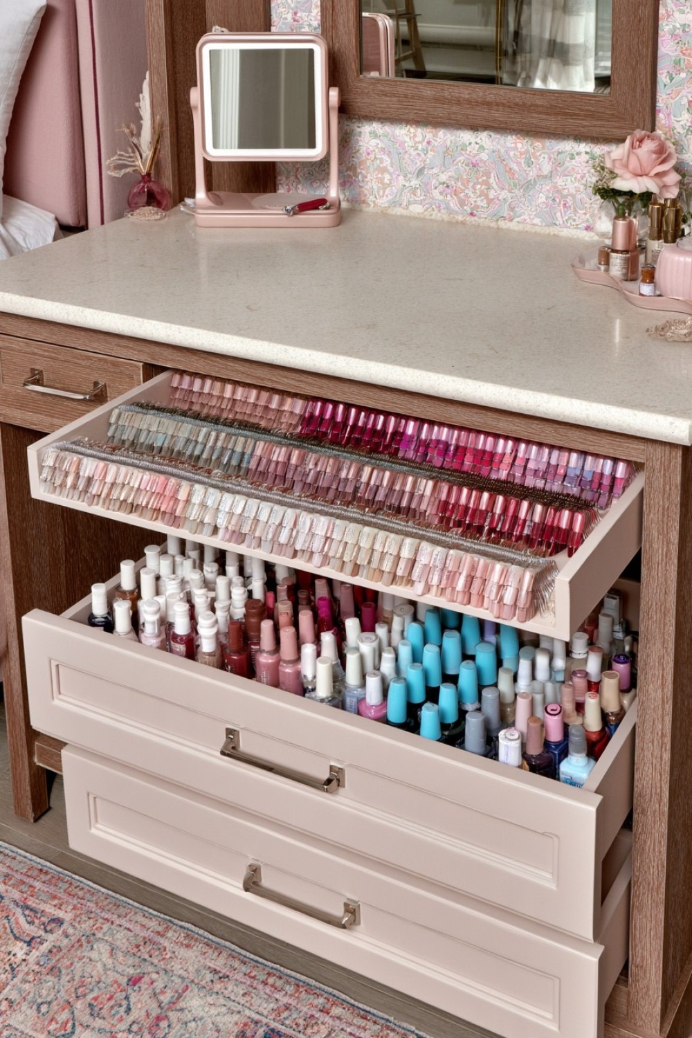 1. Nail Polish Swatch Library With Hidden Bottle Storage