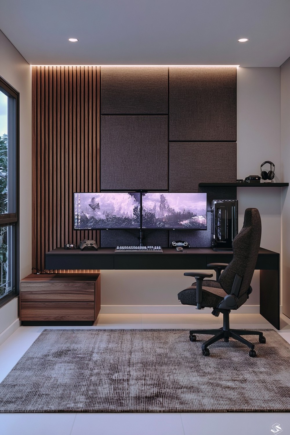 Gaming room decorated with practical acoustic wall panels