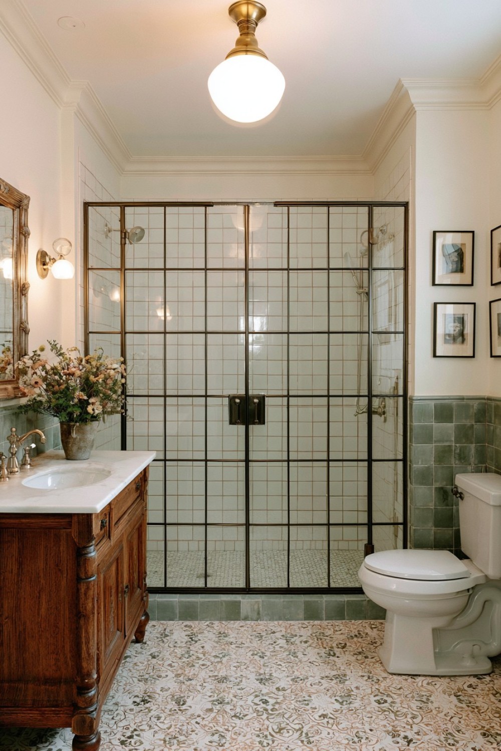 13. Nickel Framed Traditional Shower