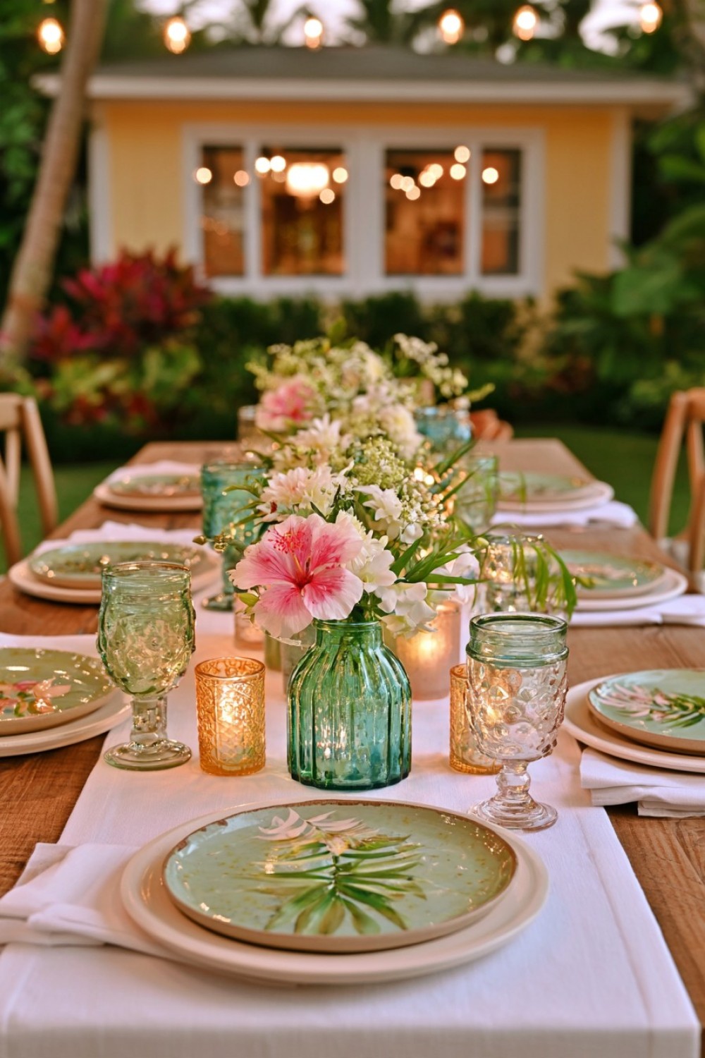 14. Blue Glass Wave Centerpiece