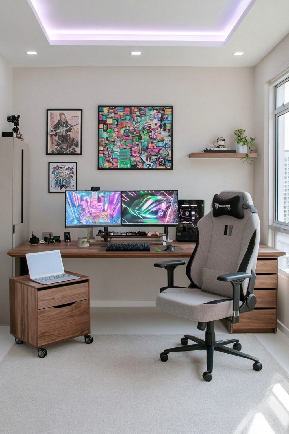 Immersive gaming room based on a controlled single-color palette