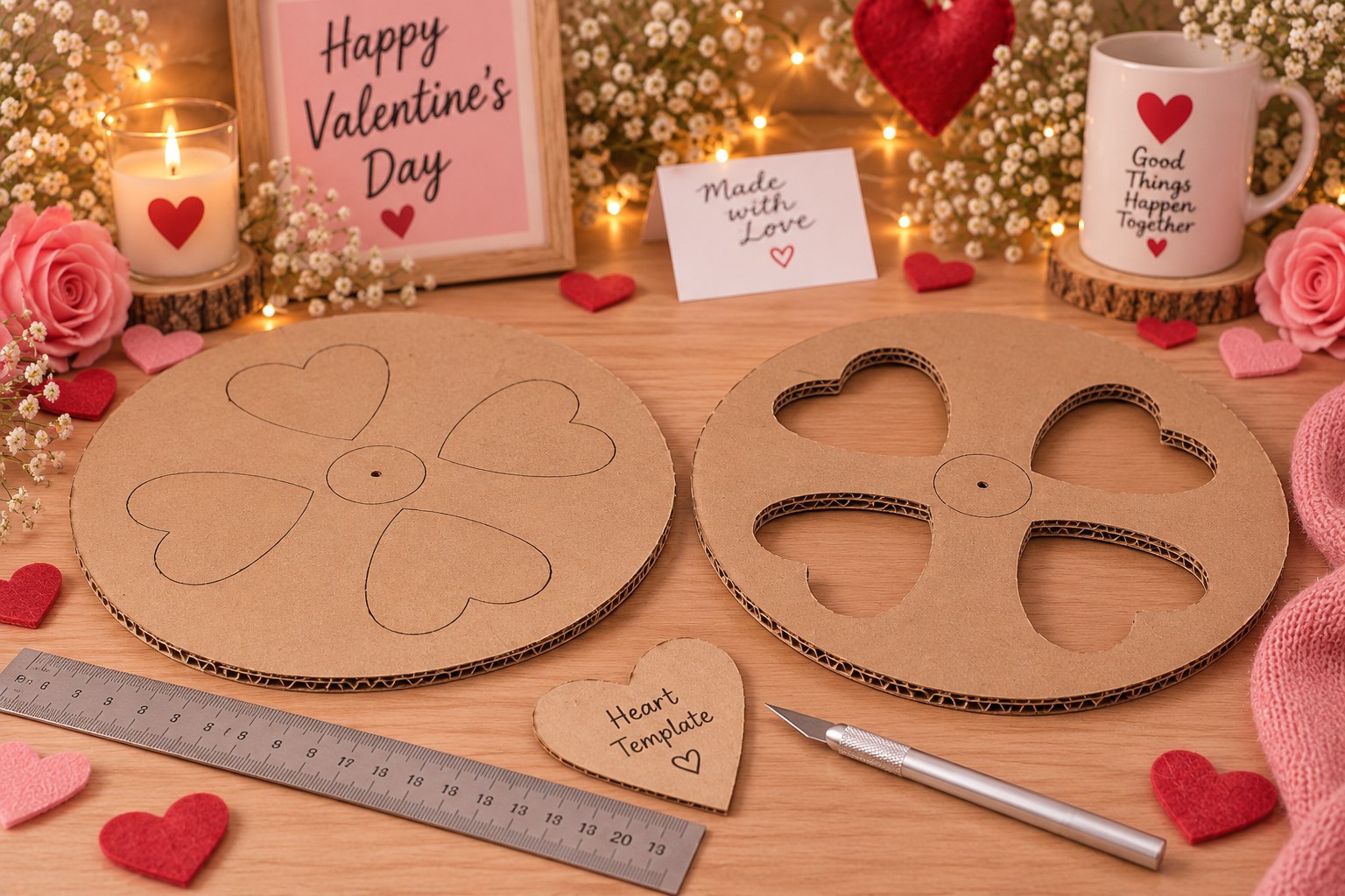 1. Cut the Two Heart-Shaped Wheel Panels