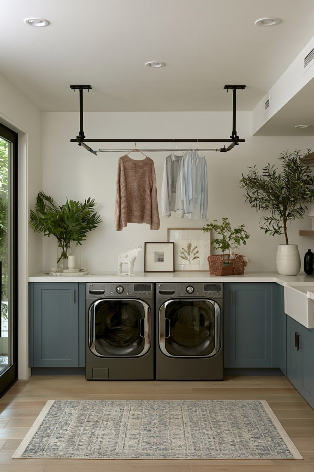 Ceiling-mounted drying rack for delicate laundry