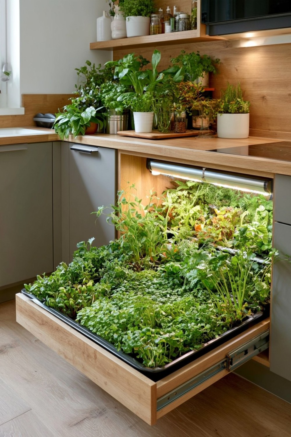 11. Pull Out Microgreen Growing Drawer