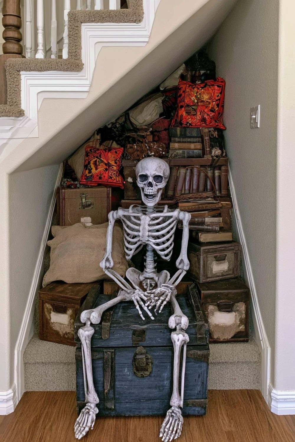 9. Hidden Under The Stairs Skeleton Scene