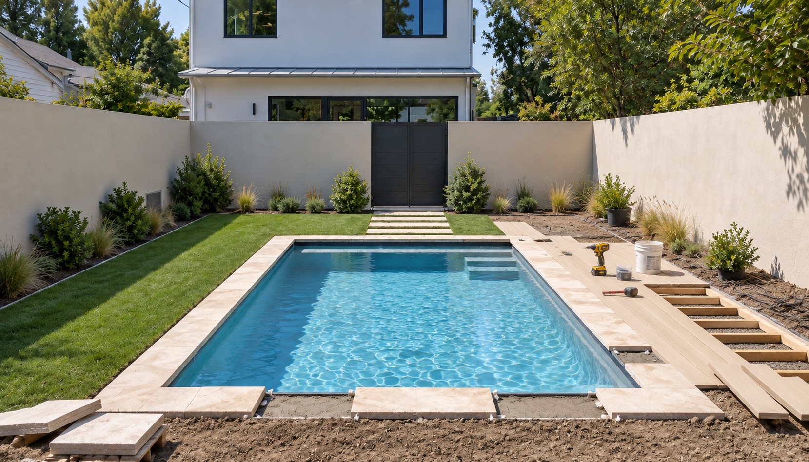 Install The Pool Finish, Coping, And Deck