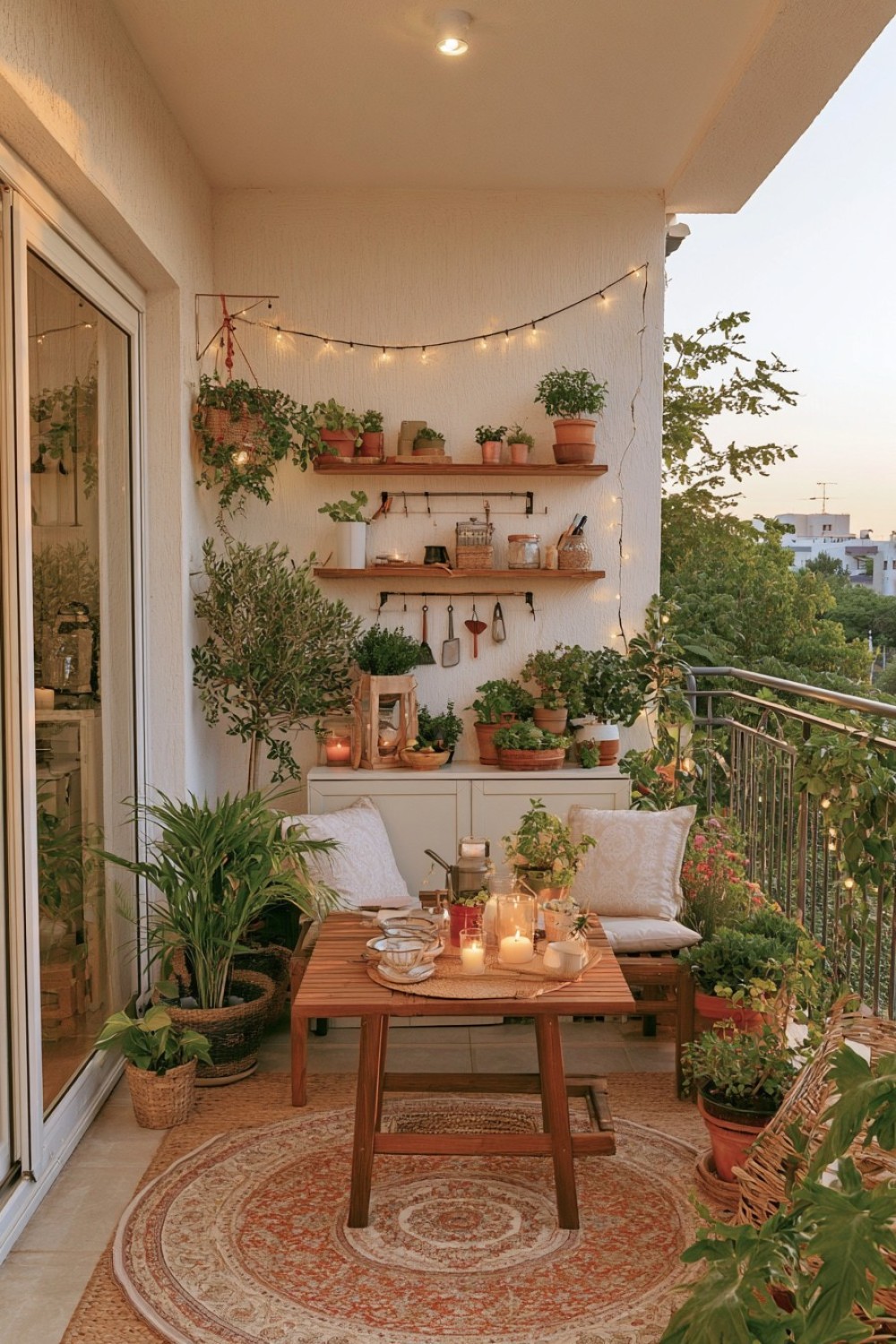 Compact weather-resistant storage system on an apartment balcony