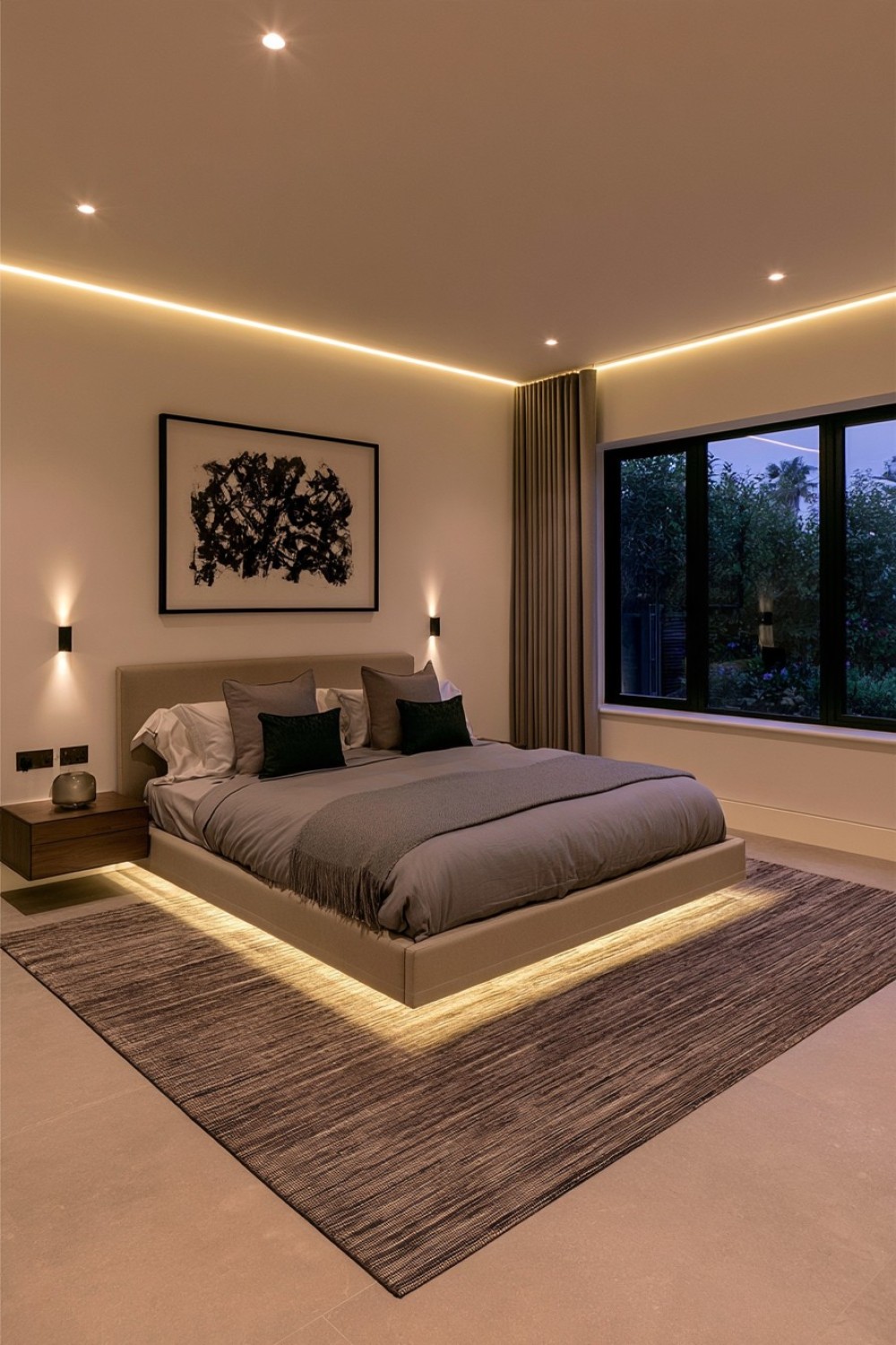 11. Add Low Lighting Beneath A Floating Bed