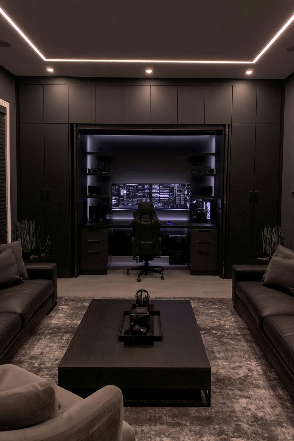 10. Hidden Gaming Station Behind Full Height Cabinetry