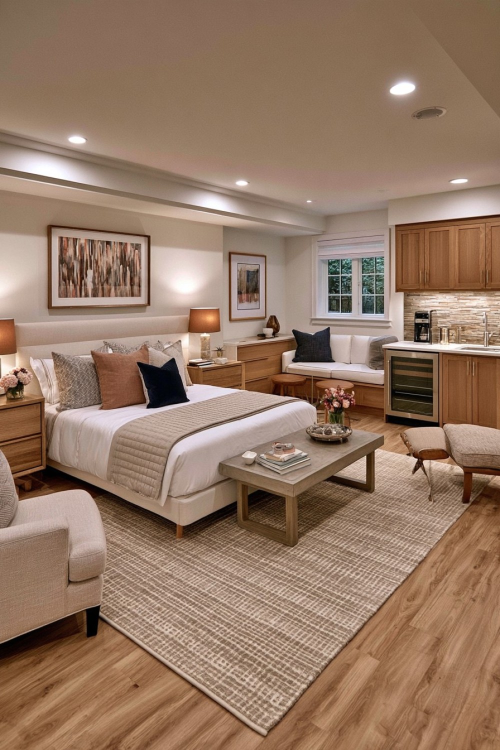 Mini apartment style basement guest suite designed for longer stays