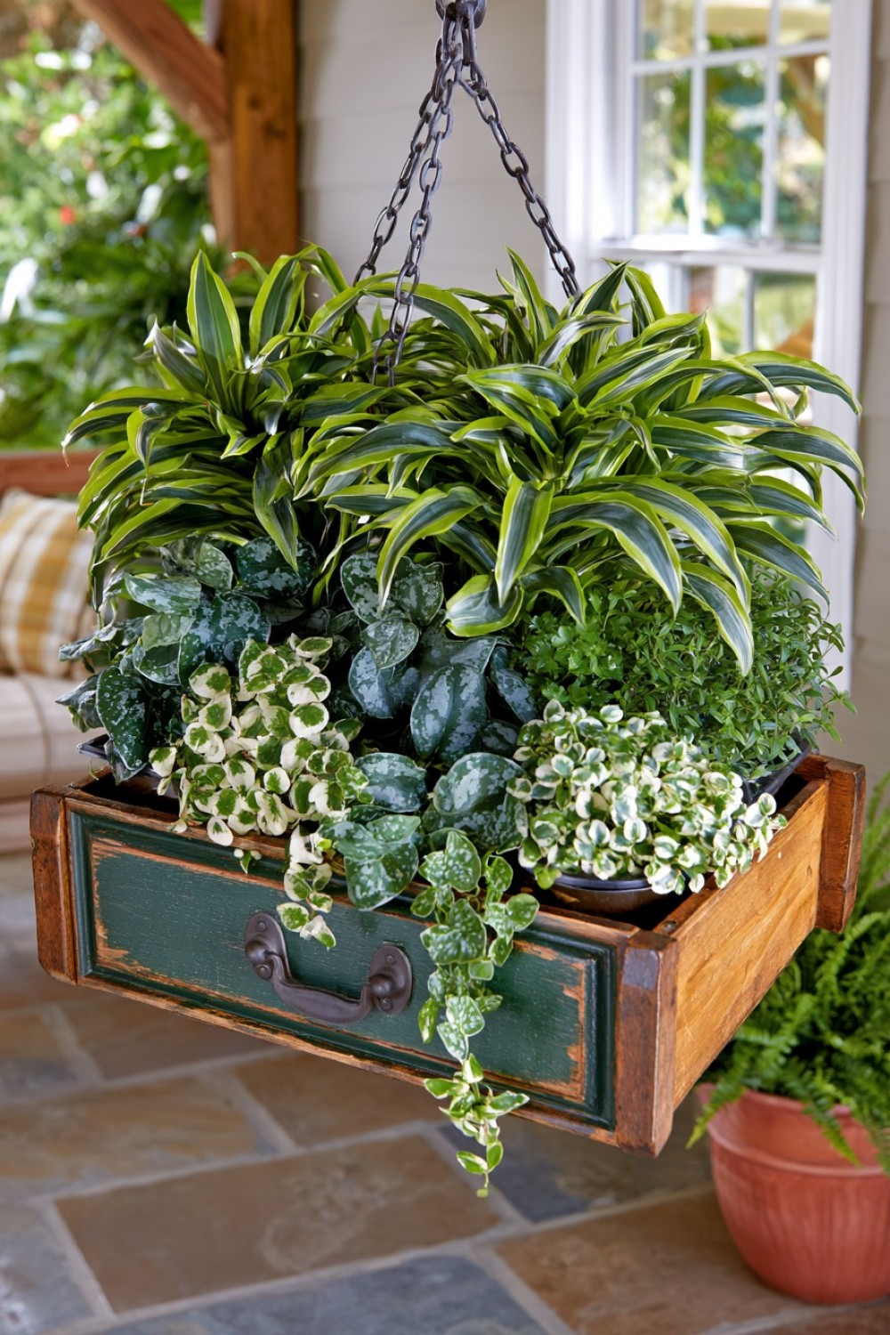 6. Reclaimed Wooden Drawer Hanging Basket
