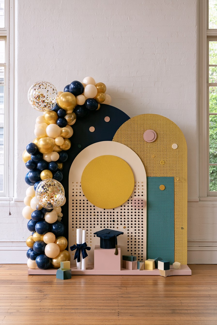 Modern geometric graduation photo backdrop