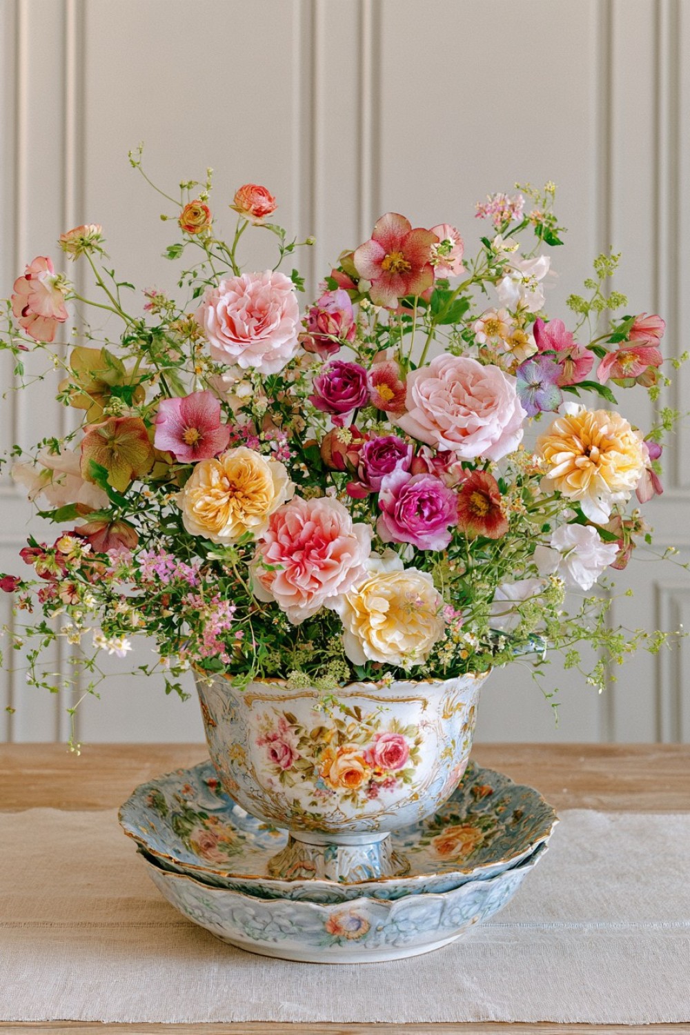 13. Use A Vintage Soup Tureen As A Low Floral Vessel