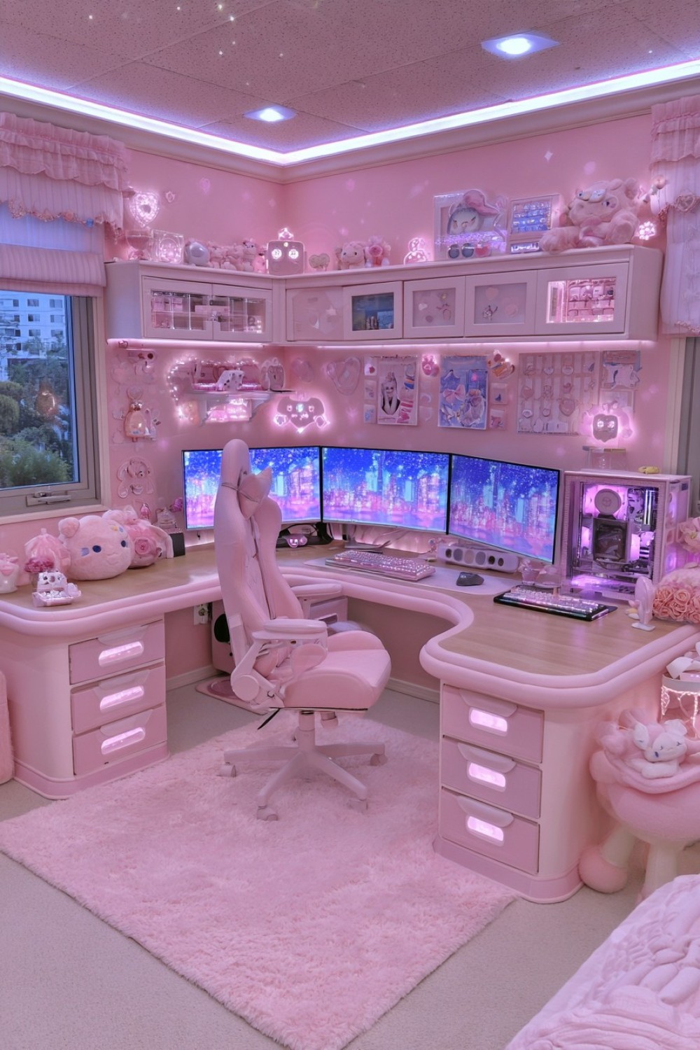 2. Blush Pink Corner Gaming Station