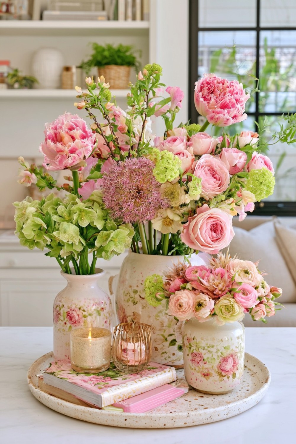 17. Use Several Identical Vases With Completely Different Flowers