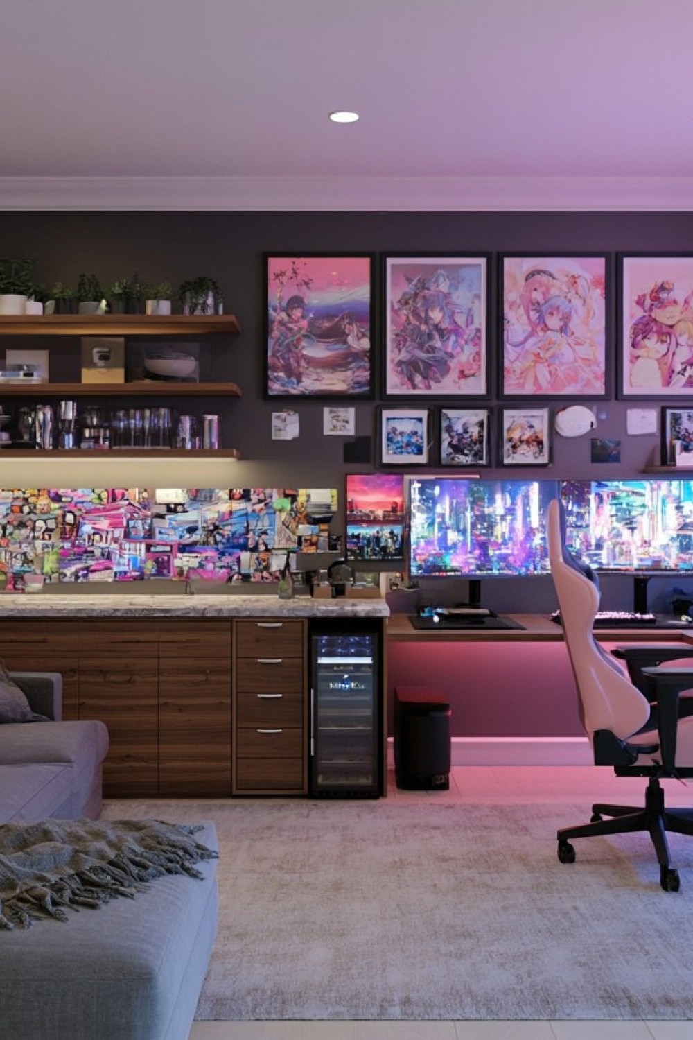Compact snack and drink station separated from gaming equipment