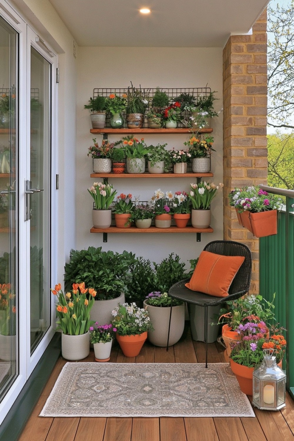 Seasonal balcony garden designed to change throughout the year