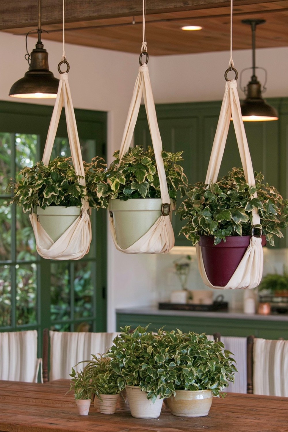 13. Fabric Sling Hanging Planter