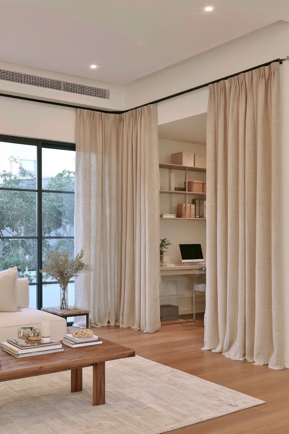 17. Track To Track Room Corner Curtains