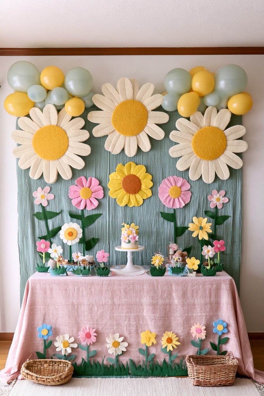 Oversized flower garden birthday backdrop