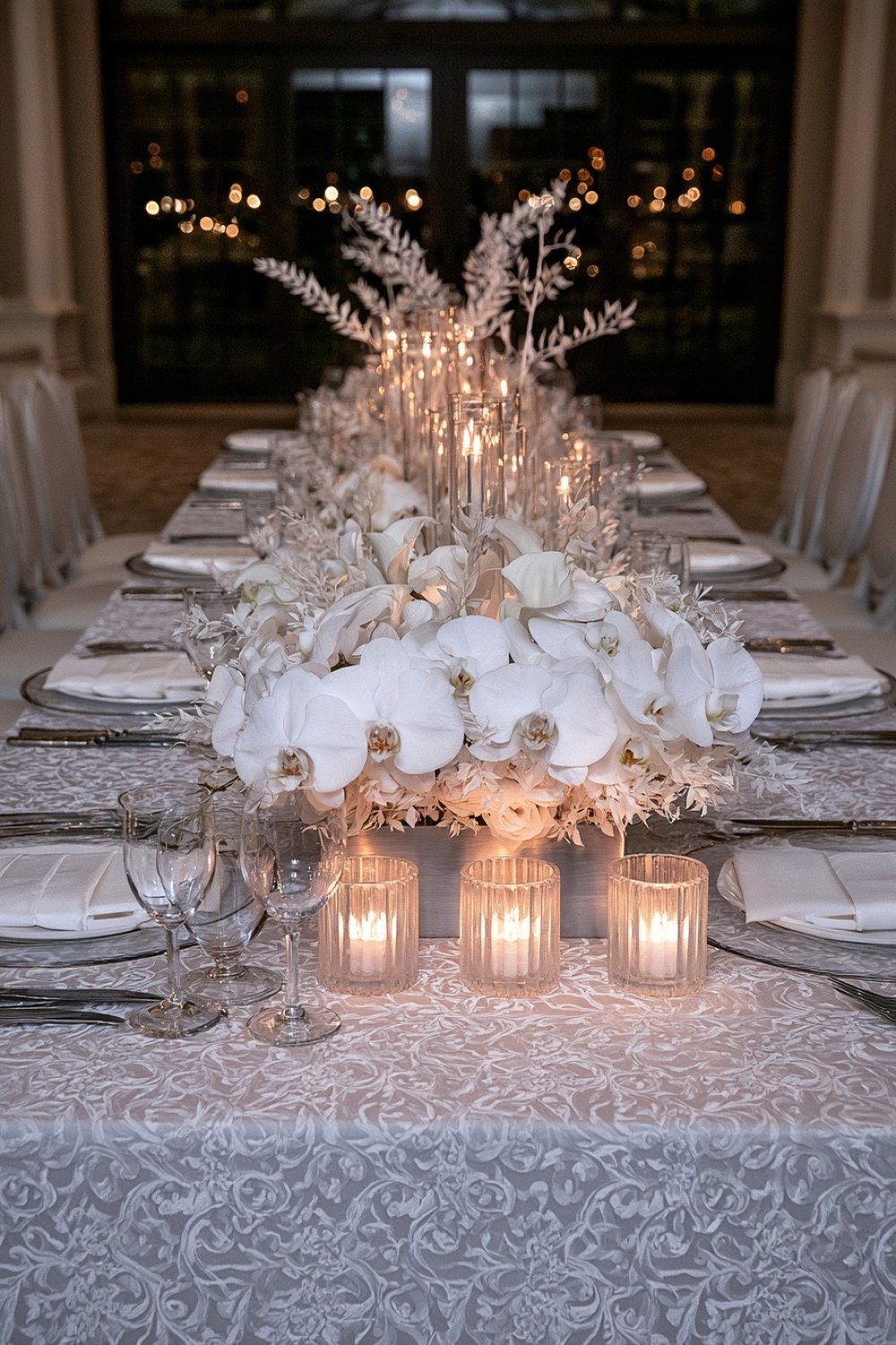 11. Almost Monochrome White Floral Table