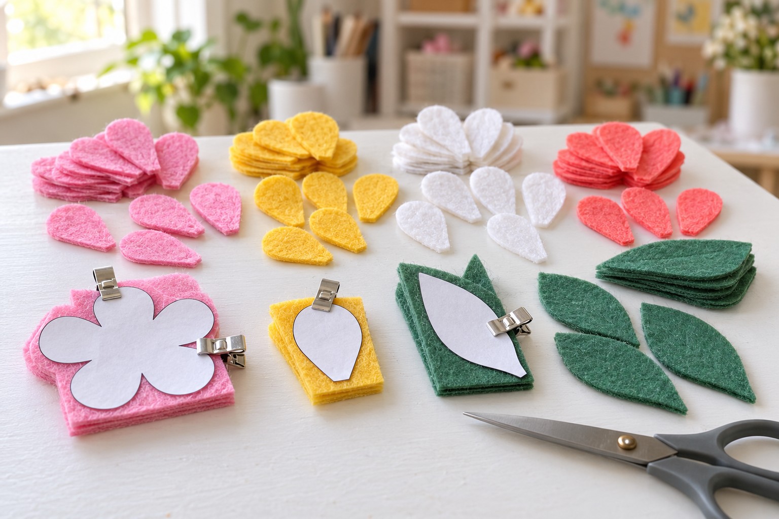 2. Cut The Felt Petals And Leaves
