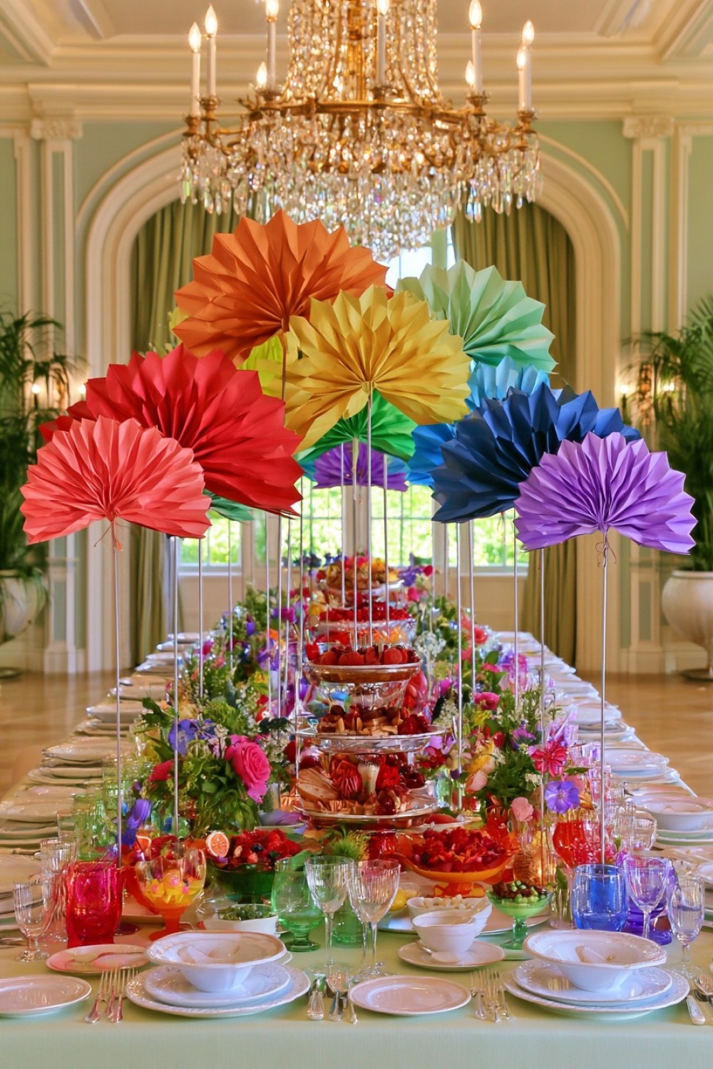 11. Layered Paper Fan Rainbow