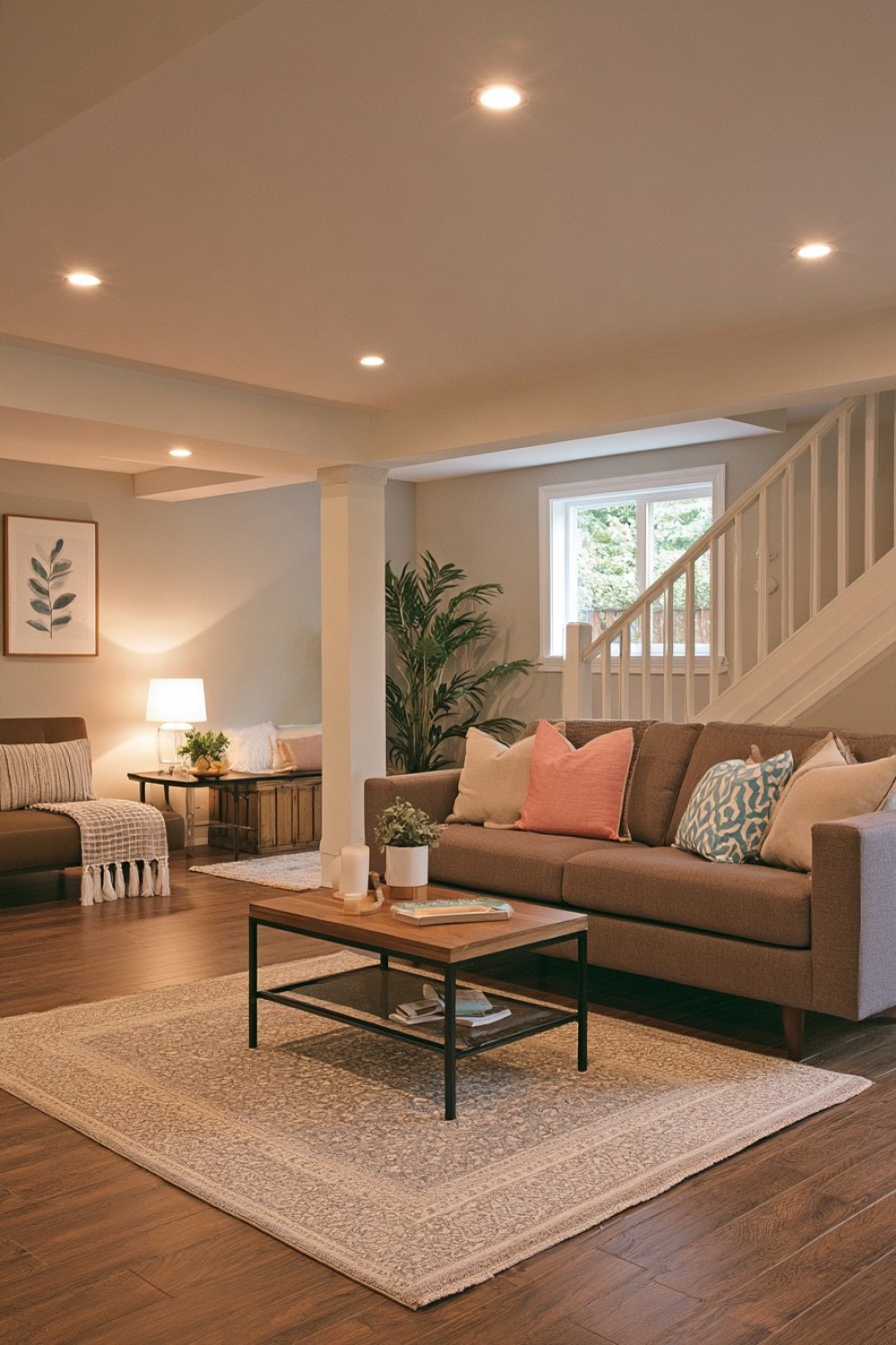 17. Open Basement Divided Into Several Everyday Zones