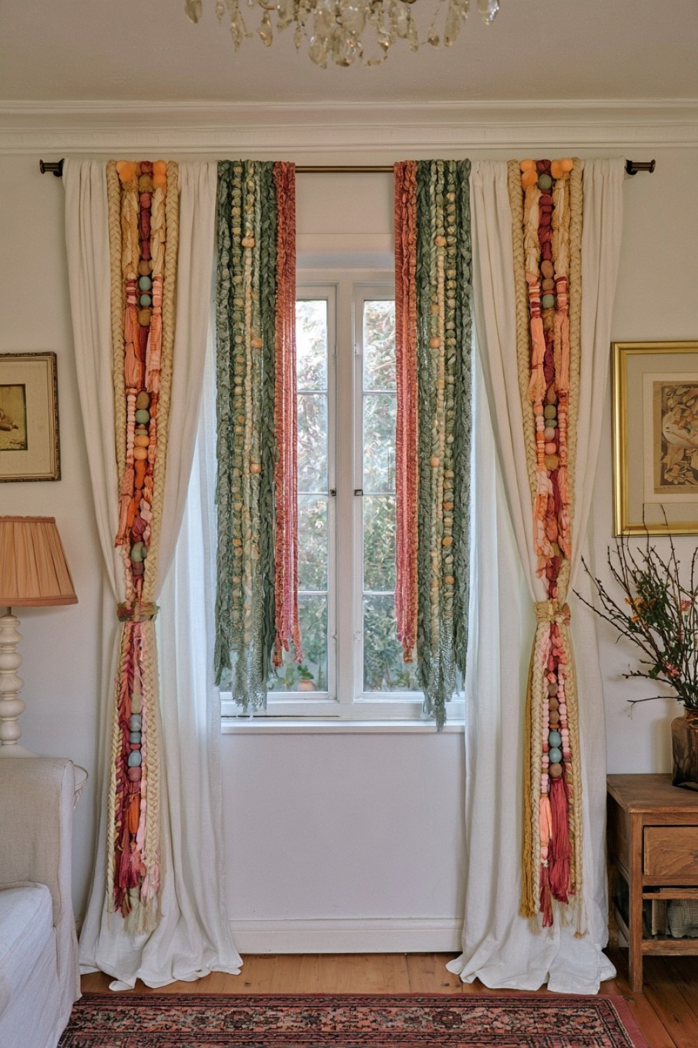 16. Layered Textile Curtain Tiebacks