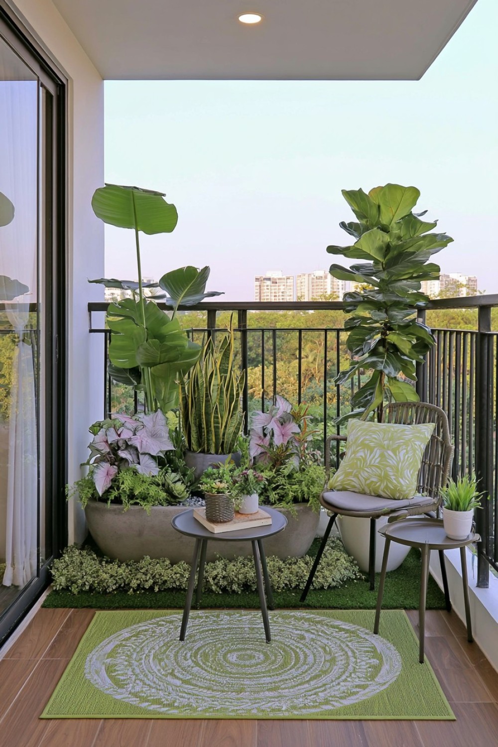 Large balcony planter designed as a miniature landscape