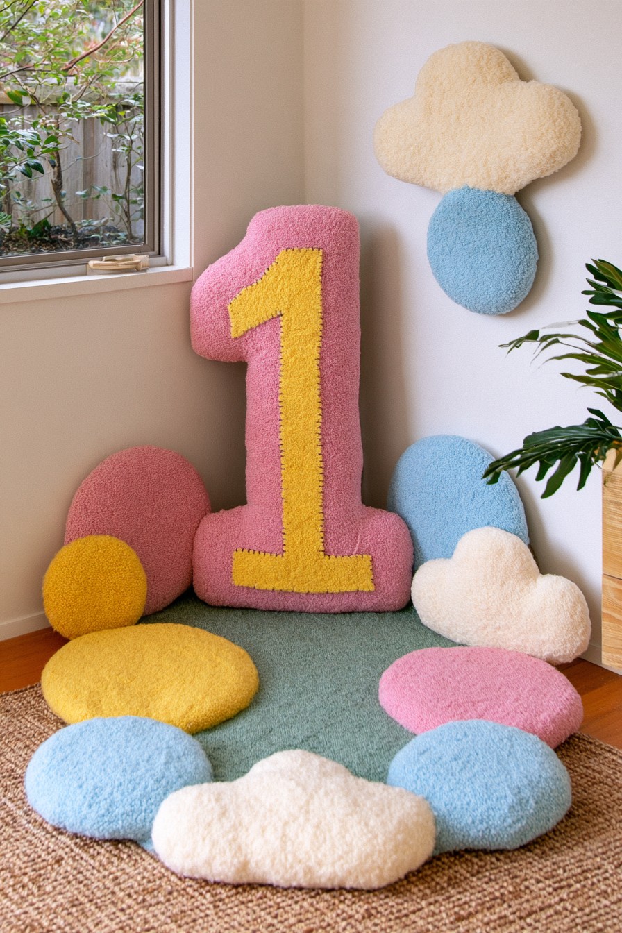 Soft number one first birthday play corner
