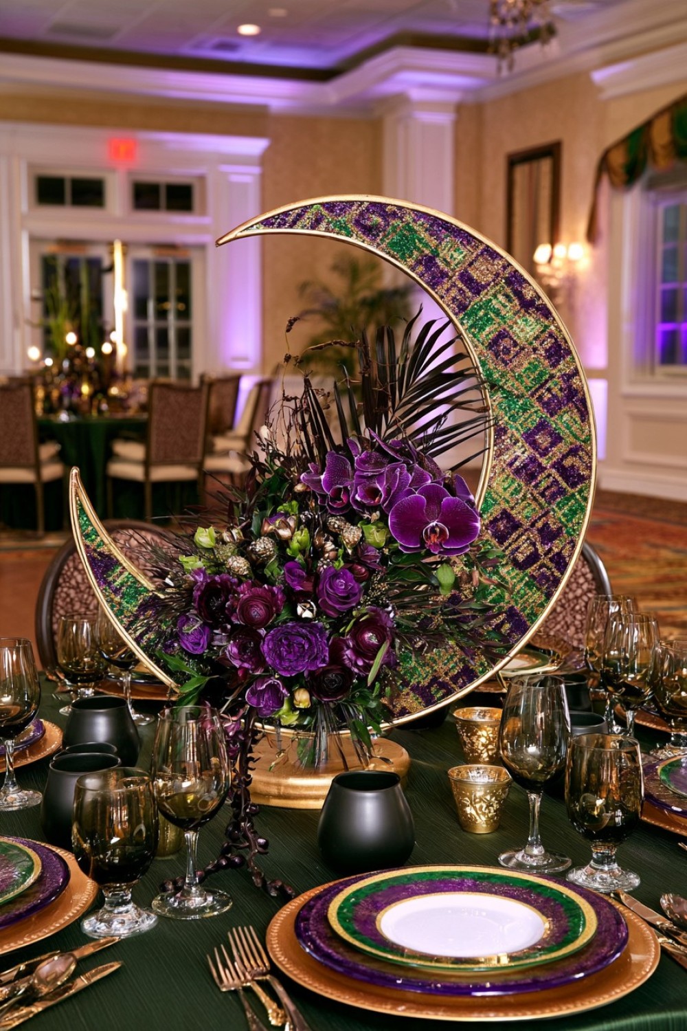 9. Build A Crescent Moon Mardi Gras Centerpiece