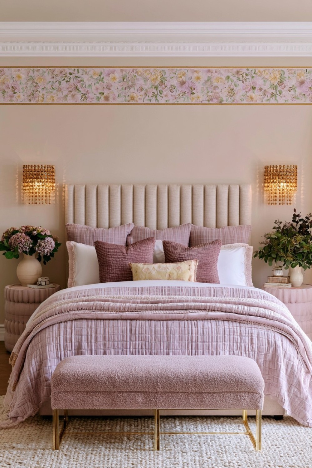 16. Soft Floral Border Near The Ceiling