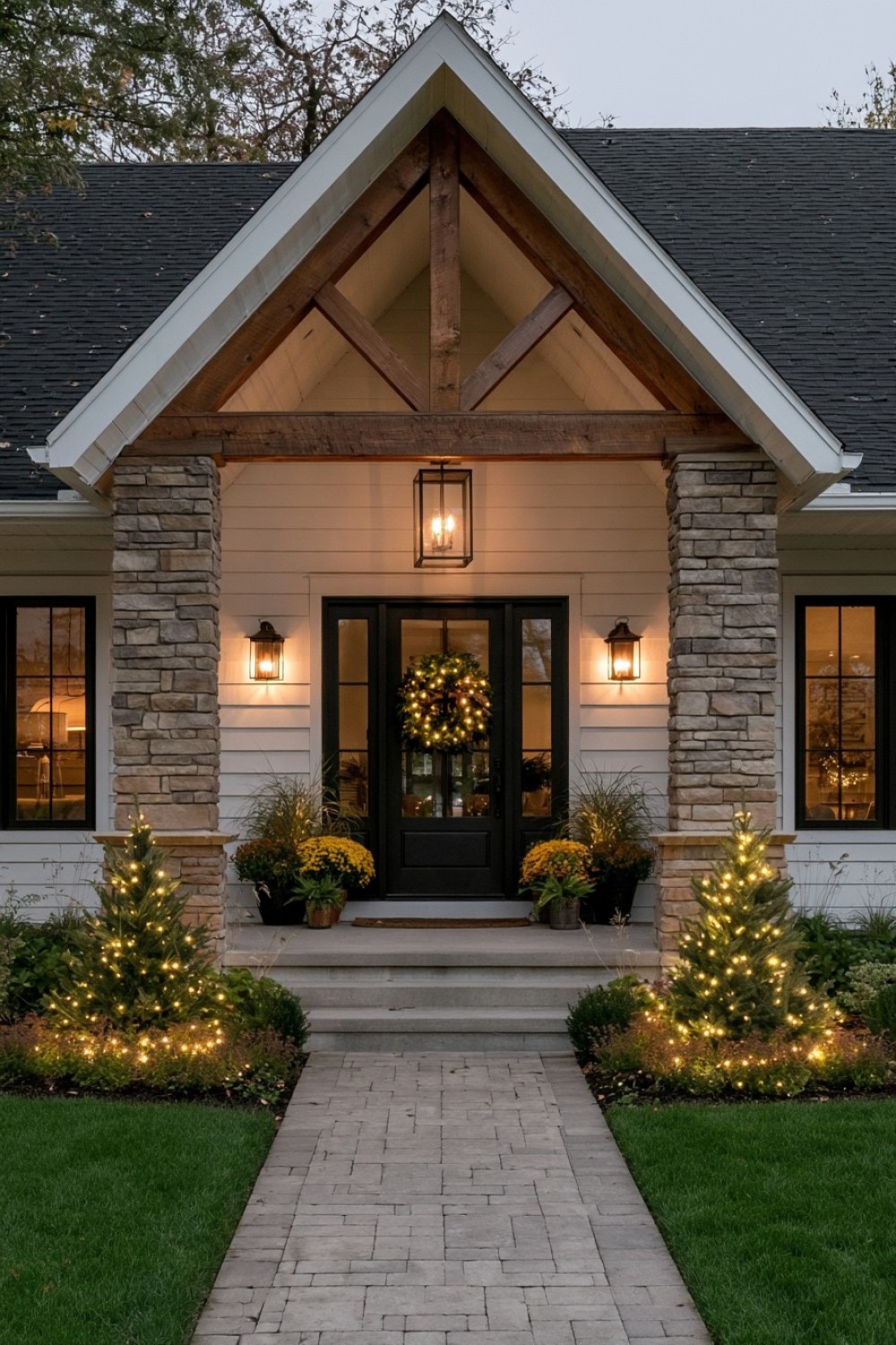 14. Statement Lantern Beneath A Tall Gable