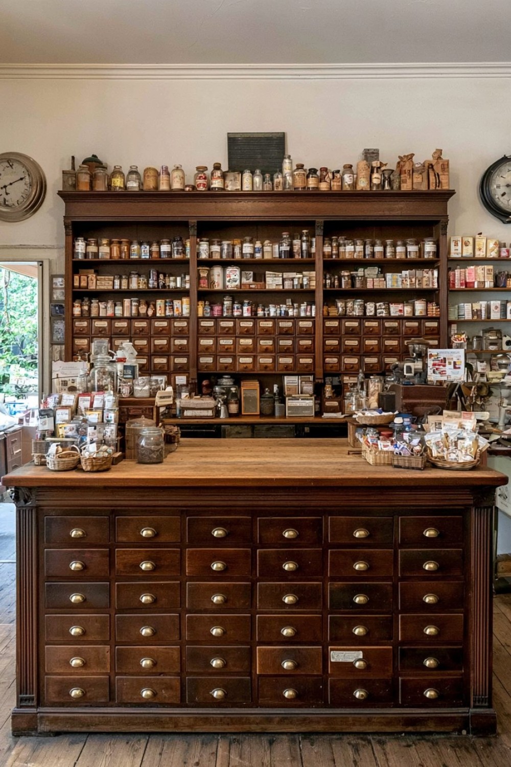 Apothecary drawer counter used for small goods in a general store