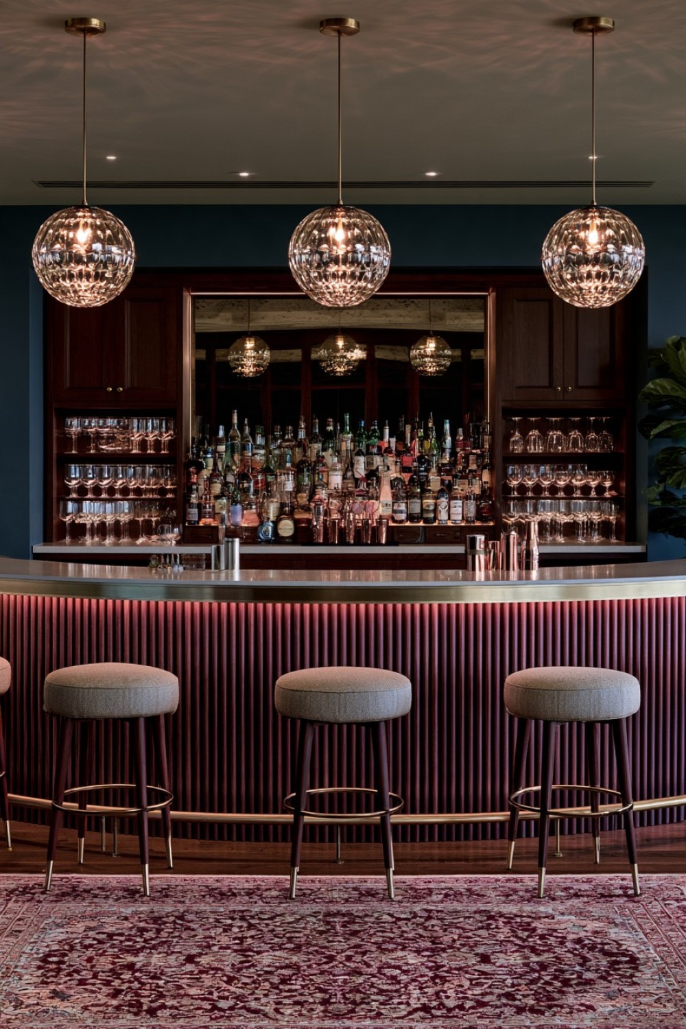 6. Curved Fluted Timber Bar For A Boutique Look