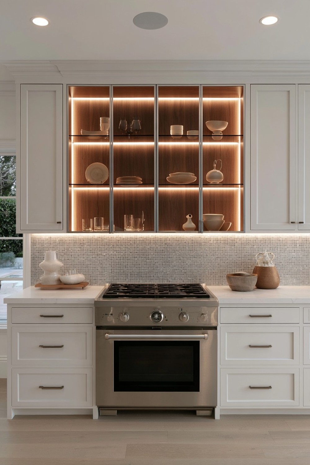 1. Rear Corner Lighting Inside Glass Cabinets
