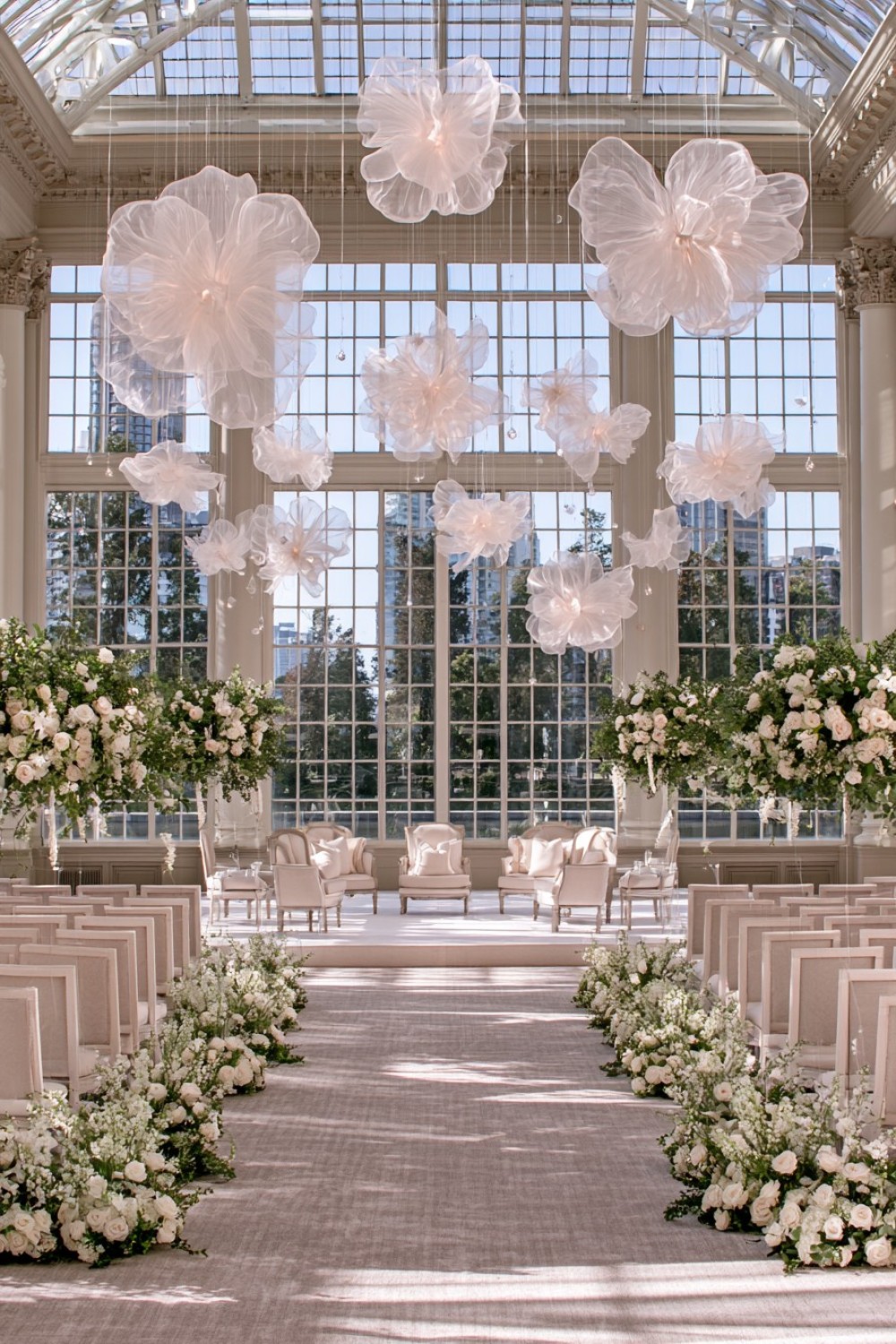14. Sparse Suspended Petals Above The Aisle