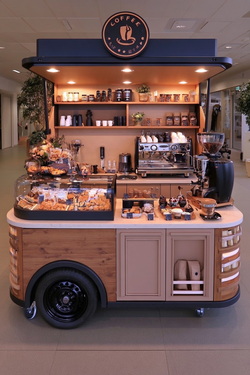 6. Coffee Cart With An Integrated Pastry Display