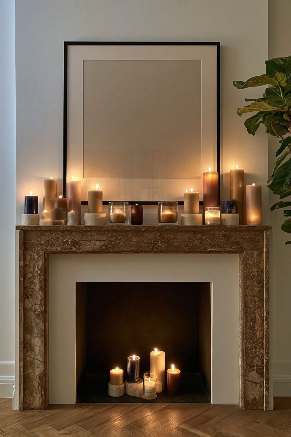 1. Soft Tonal Candle Mantel
