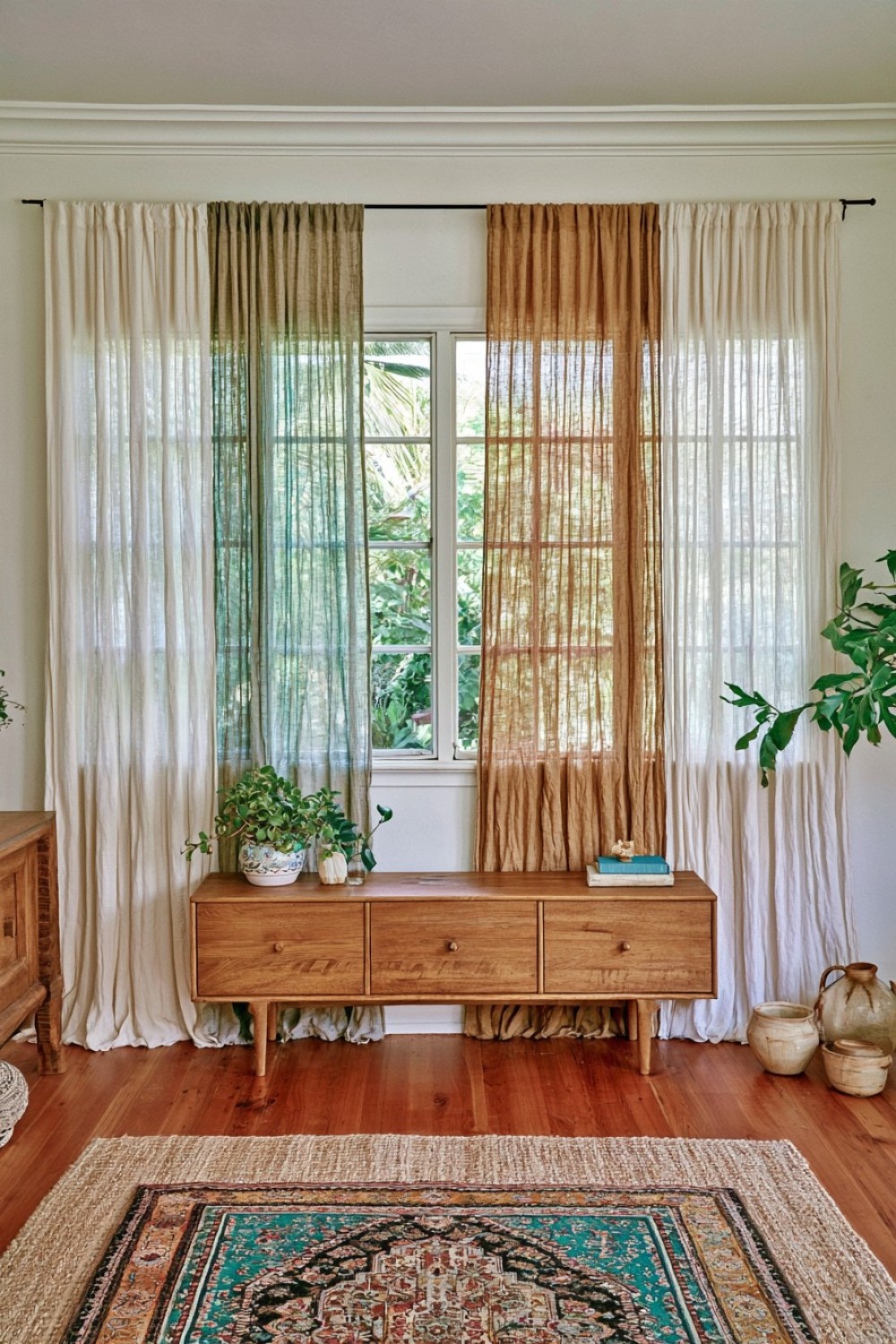 1. Layered Linen Window Panels