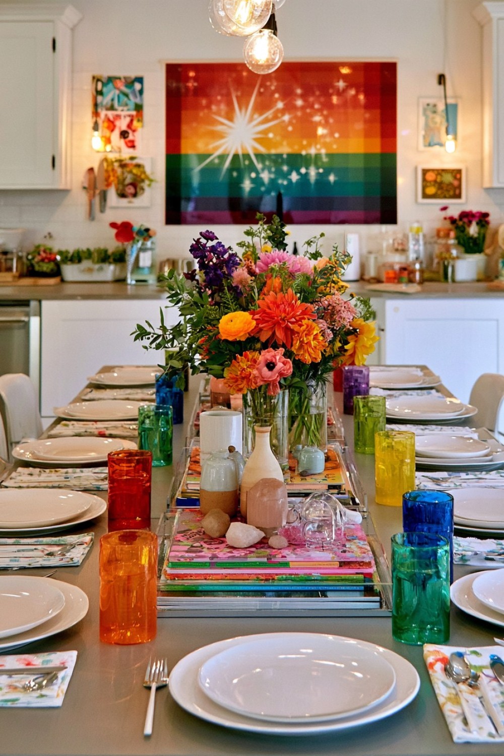16. Art And Book Inspired Rainbow Table